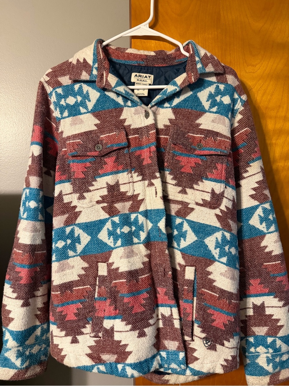 Ariat Blue, Teal & Maroon Aztec Quilted Jacket